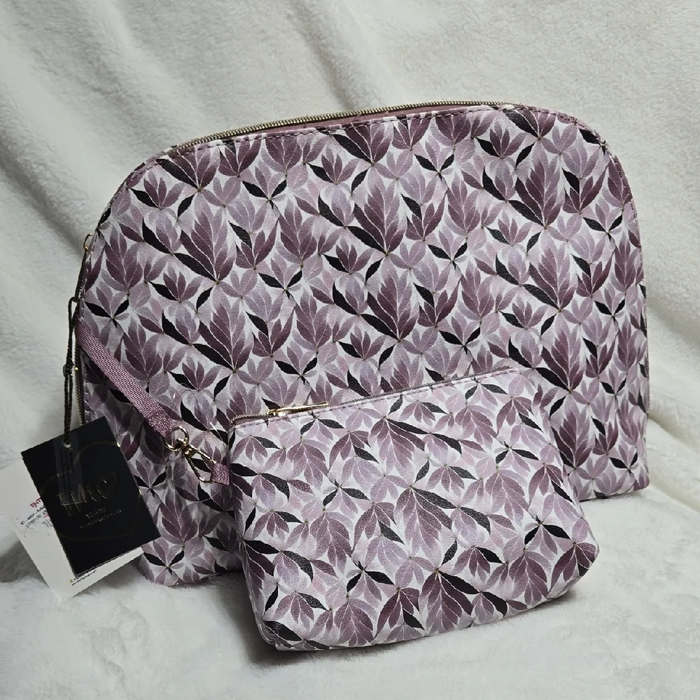 Imoshion Mauve Leaf Travel Cosmetic Bag Duo New